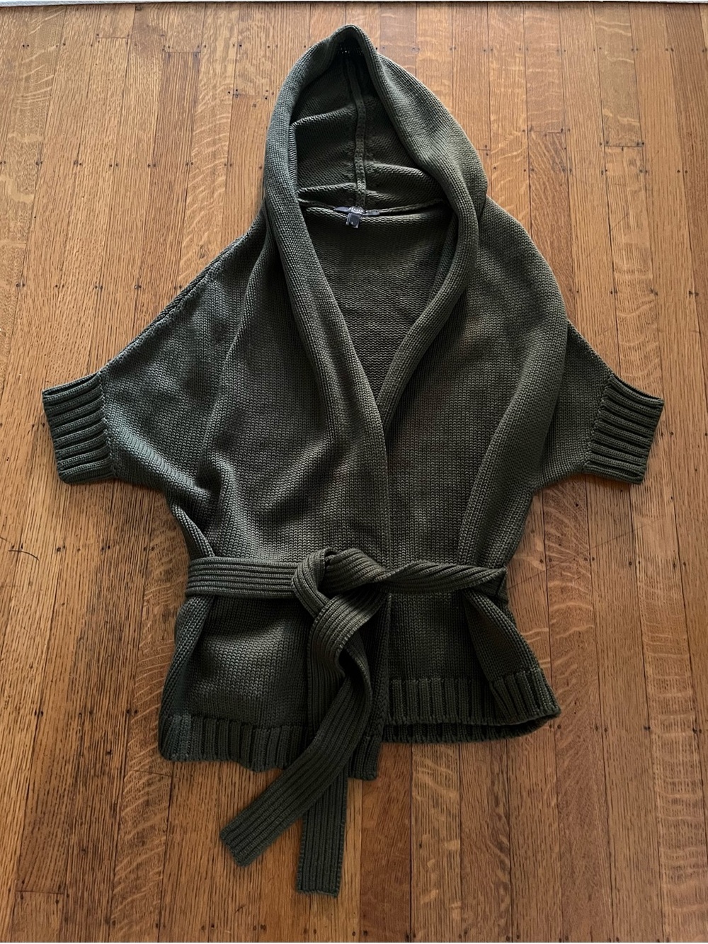MaxMara Weekend Olive Knit Hooded Sweater - Picture 2 of 14